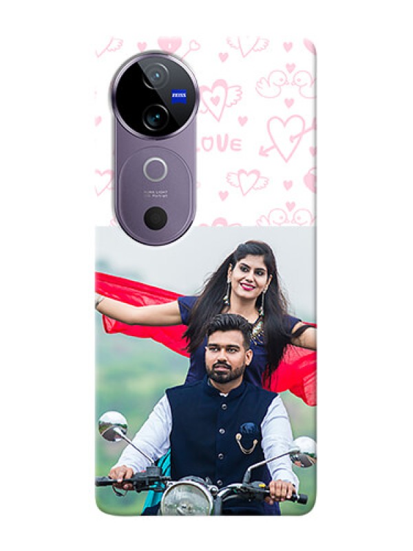 Custom Vivo V40 5G personalized phone covers: Pink Flying Heart Design