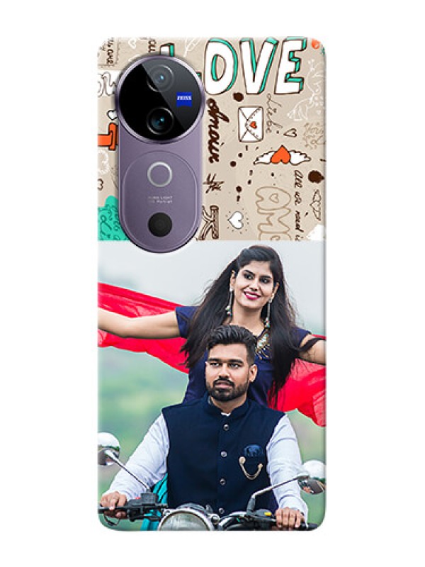 Custom Vivo V40 5G Personalised mobile covers: Love Doodle Pattern