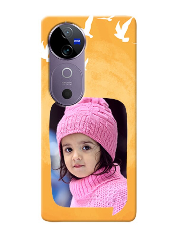 Custom Vivo V40 5G Phone Covers: Water Color Design with Bird Icons