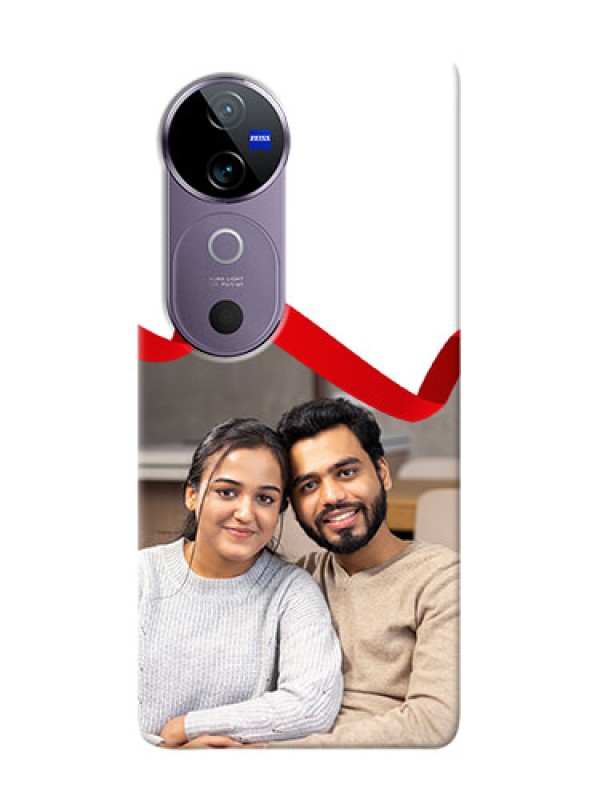 Custom Vivo V40 5G custom phone cases: Red Ribbon Frame Design