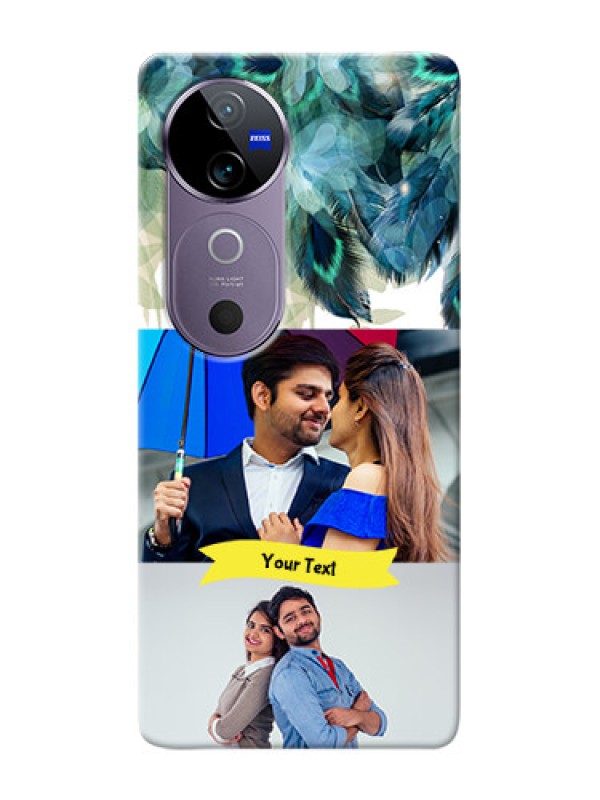 Custom Vivo V40 5G Phone Cases: Image with Boho Peacock Feather Design