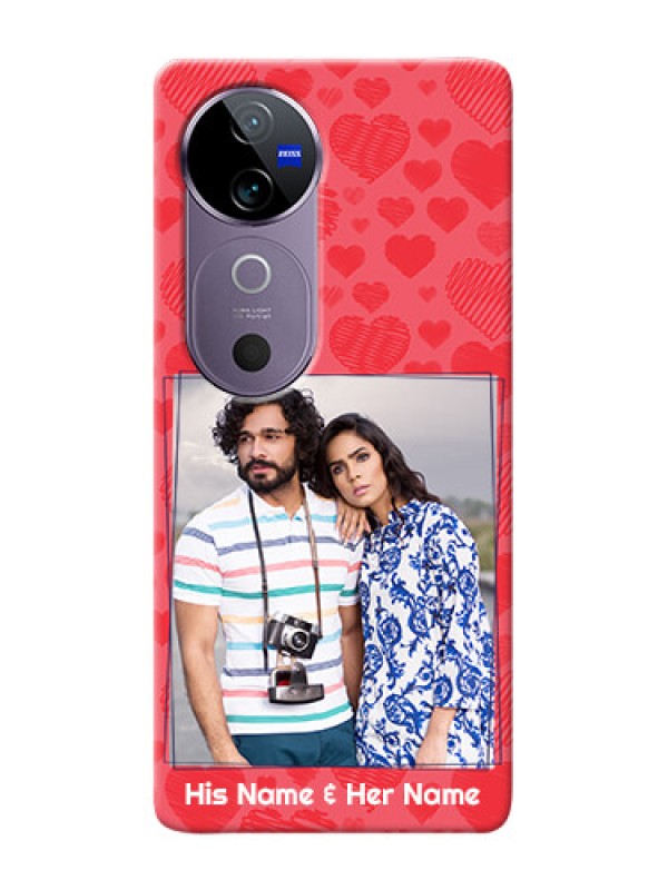 Custom Vivo V40 5G Mobile Back Covers: with Red Heart Symbols Design