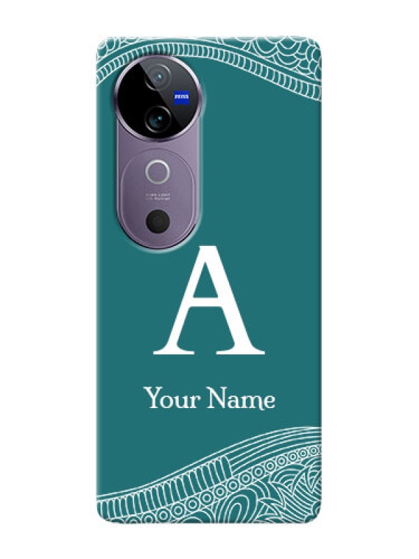 Custom Vivo V40 5G Personalized Phone Case with line art pattern with custom name Design