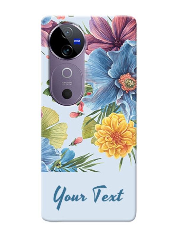 Custom Vivo V40 5G Custom Mobile Case with Stunning Watercolored Flowers Painting Design