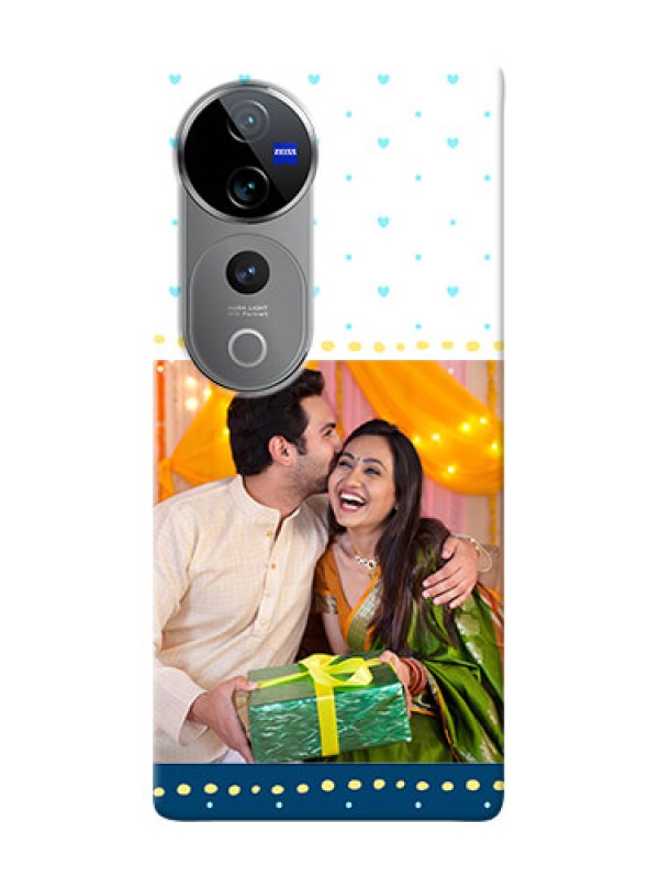 Custom Vivo V40 Pro 5G Phone Covers: White and Blue Abstract Design