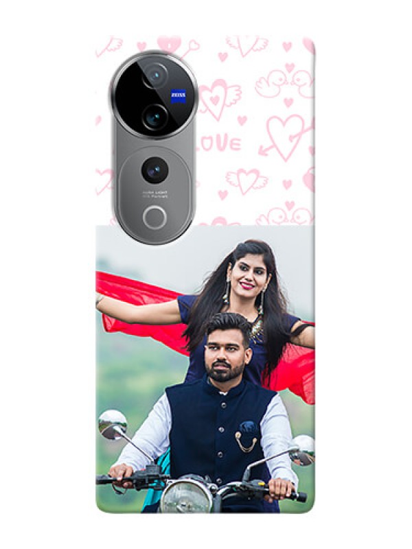 Custom Vivo V40 Pro 5G personalized phone covers: Pink Flying Heart Design