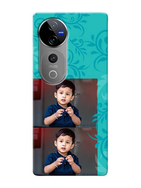 Custom Vivo V40 Pro 5G Mobile Cases with Photo and Green Floral Design