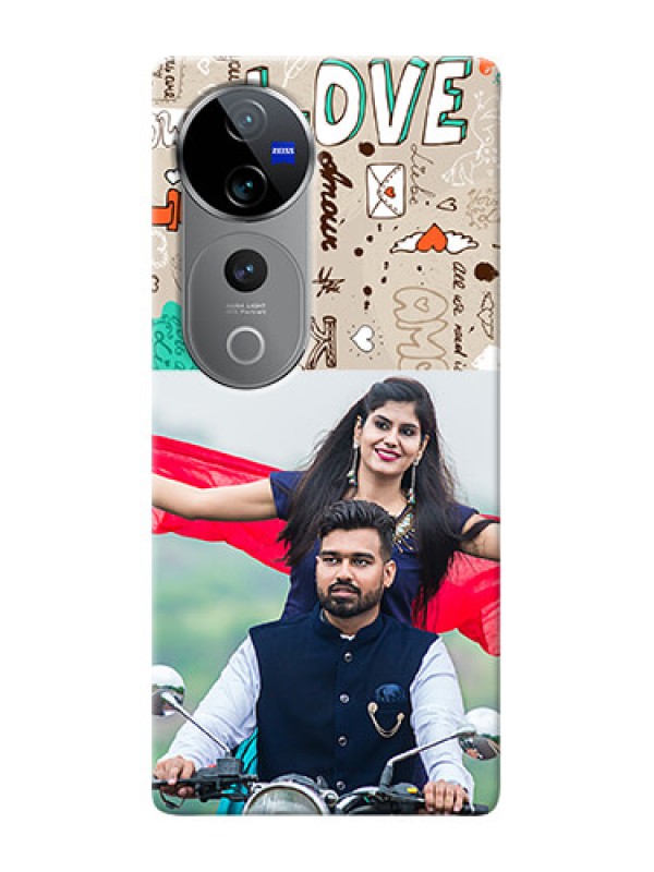 Custom Vivo V40 Pro 5G Personalised mobile covers: Love Doodle Pattern