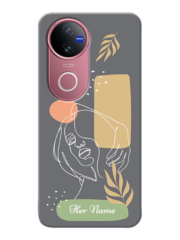 Custom Vivo V50 Custom Hard Phone Case - Gazing Woman Line Art Design