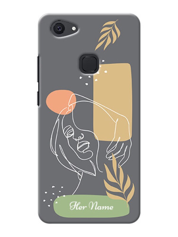Custom Vivo V7 Plus Phone Back Covers: Gazing Woman line art Design