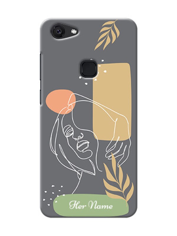 Custom Vivo V7 Phone Back Covers: Gazing Woman line art Design