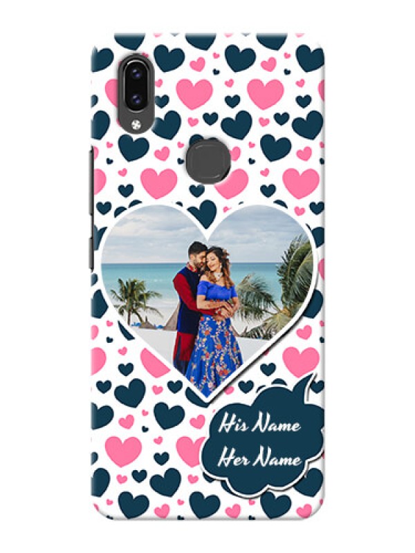 Custom Vivo V9 Pro Mobile Covers Online: Pink & Blue Heart Design
