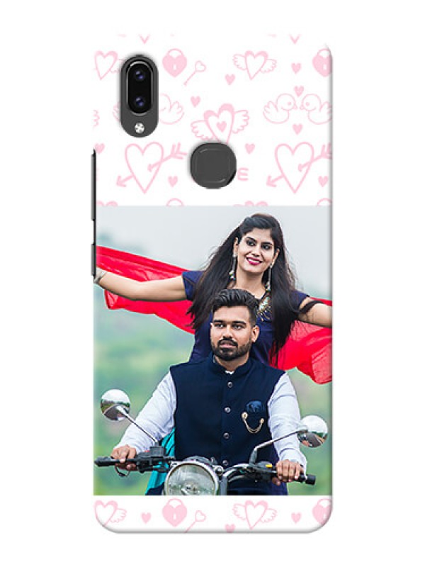 Custom Vivo V9 Pro personalized phone covers: Pink Flying Heart Design