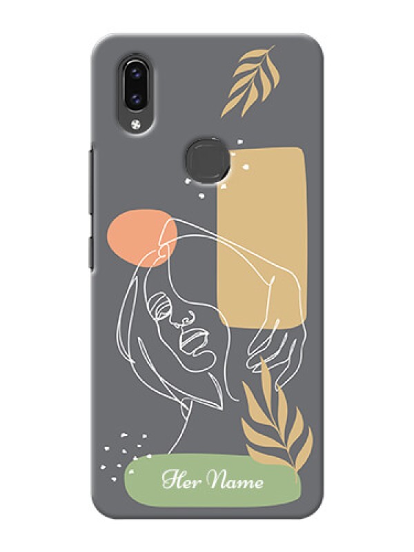 Custom Vivo V9 Youth Phone Back Covers: Gazing Woman line art Design