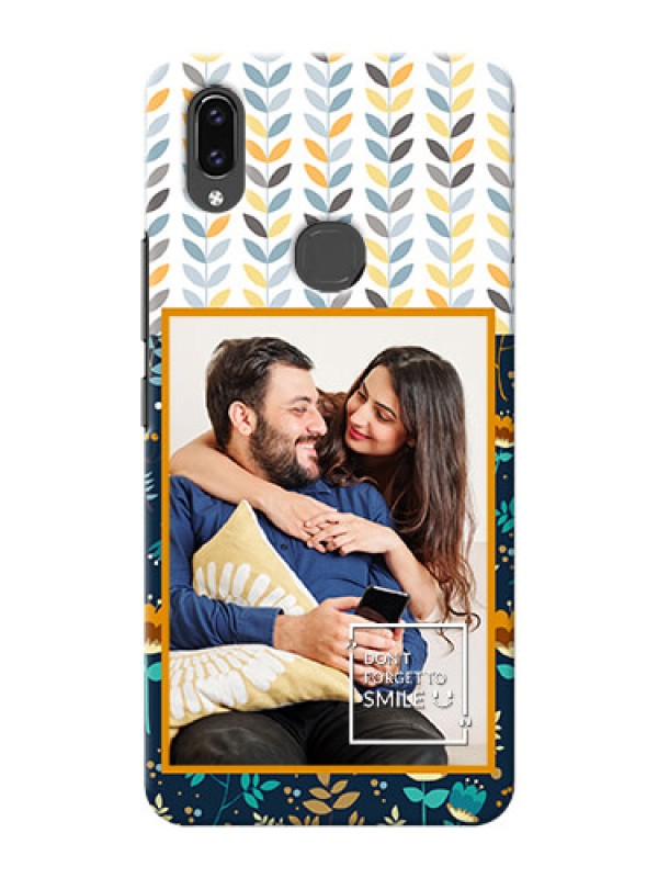 Custom Vivo V9 seamless and floral pattern design with smile quote Design