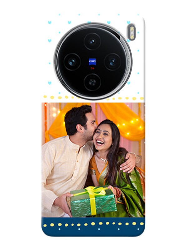 Custom Vivo X100 5G Phone Covers: White and Blue Abstract Design