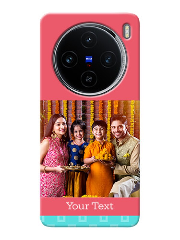 Custom Vivo X100 5G Mobile Back Covers: Peach & Blue Color Design