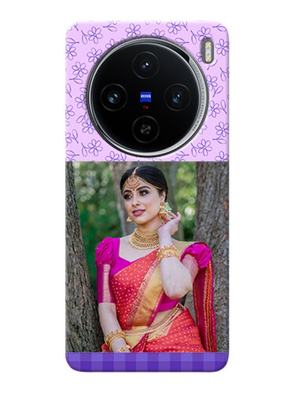 Custom Vivo X100 5G Mobile Cases: Purple Floral Design