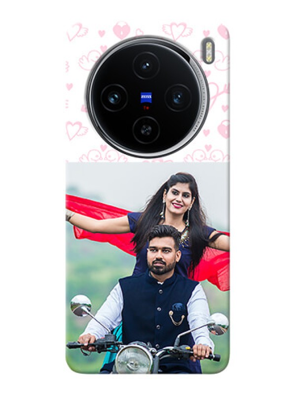 Custom Vivo X100 5G personalized phone covers: Pink Flying Heart Design