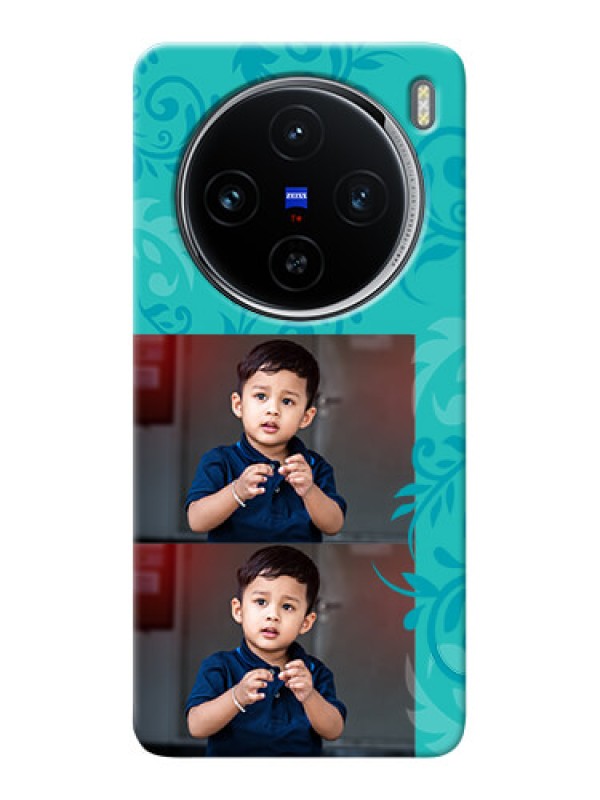 Custom Vivo X100 5G Mobile Cases with Photo and Green Floral Design