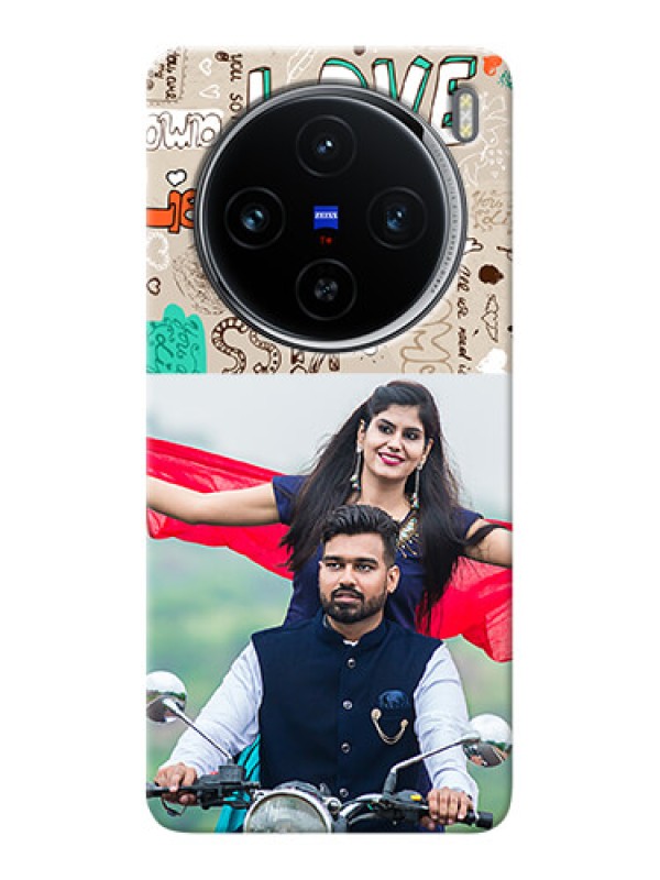 Custom Vivo X100 5G Personalised mobile covers: Love Doodle Pattern