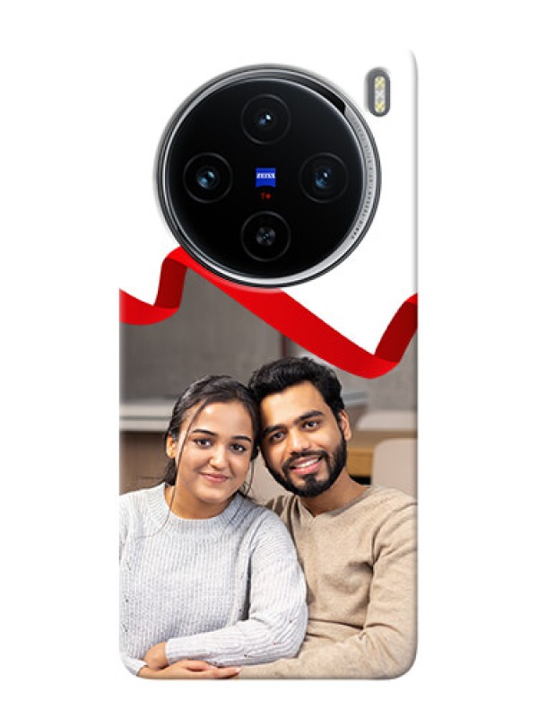 Custom Vivo X100 5G custom phone cases: Red Ribbon Frame Design