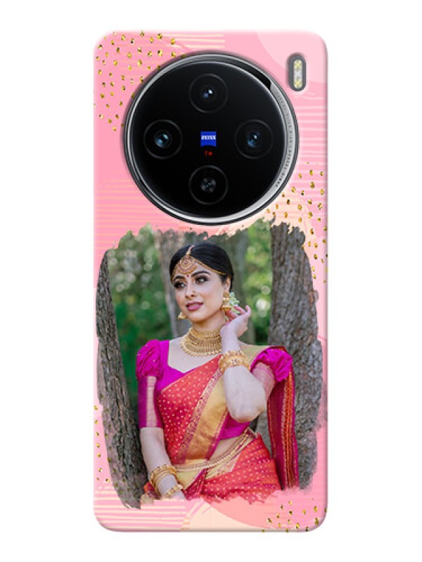 Custom Vivo X100 5G Phone Covers for Girls: Gold Glitter Splash Design