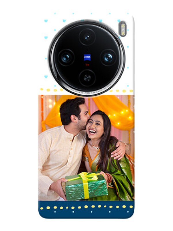 Custom Vivo X100 Pro 5G Phone Covers: White and Blue Abstract Design