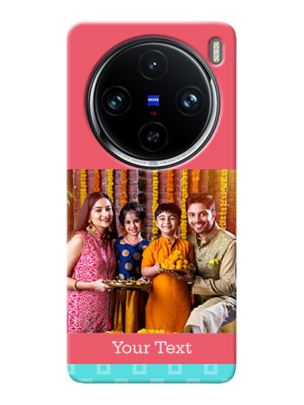 Custom Vivo X100 Pro 5G Mobile Back Covers: Peach & Blue Color Design