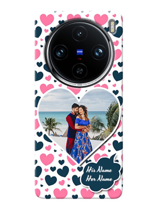 Custom Vivo X100 Pro 5G Mobile Covers Online: Pink & Blue Heart Design