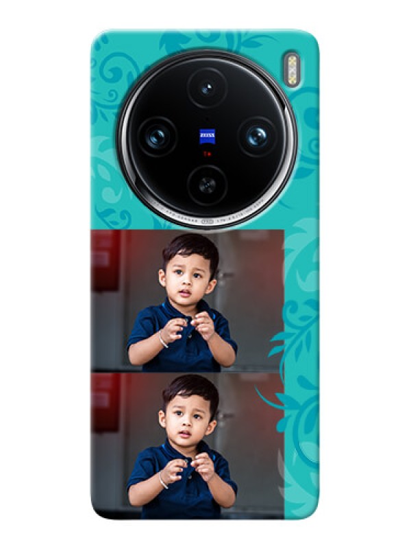 Custom Vivo X100 Pro 5G Mobile Cases with Photo and Green Floral Design