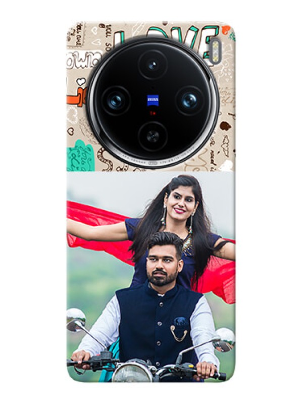 Custom Vivo X100 Pro 5G Personalised mobile covers: Love Doodle Pattern