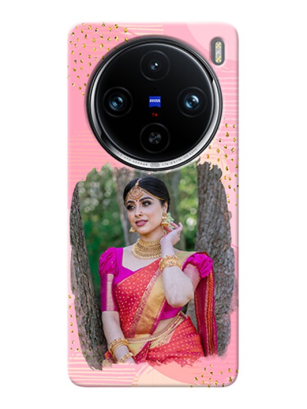 Custom Vivo X100 Pro 5G Phone Covers for Girls: Gold Glitter Splash Design