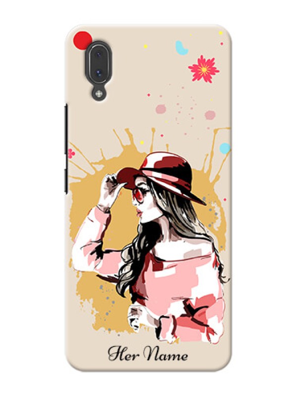 Custom Vivo X21 Back Covers: Women with pink hat Design