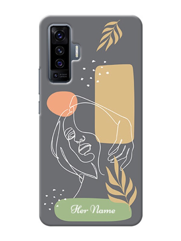 Custom Vivo X50 5G Phone Back Covers: Gazing Woman line art Design