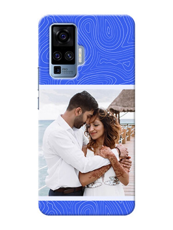 Custom Vivo X50 Pro 5G Mobile Back Covers: Curved line art with blue and white Design