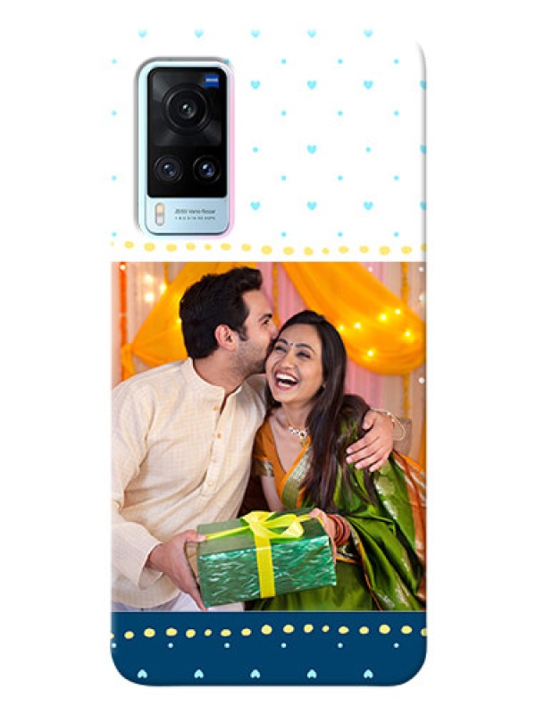 Custom Vivo X60 5G Phone Covers: White and Blue Abstract Design