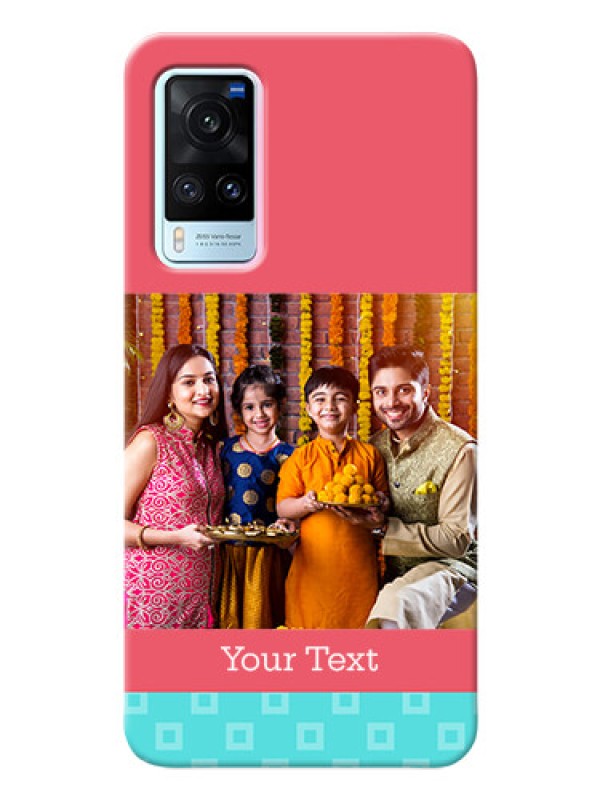 Custom Vivo X60 5G Mobile Back Covers: Peach & Blue Color Design