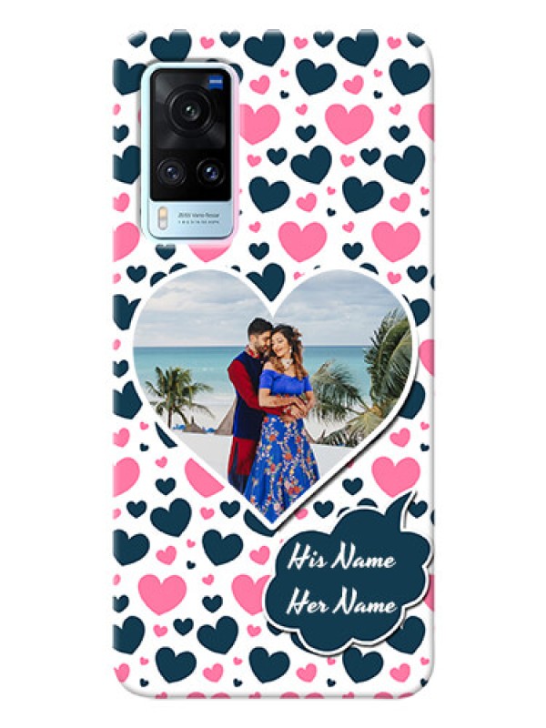 Custom Vivo X60 5G Mobile Covers Online: Pink & Blue Heart Design