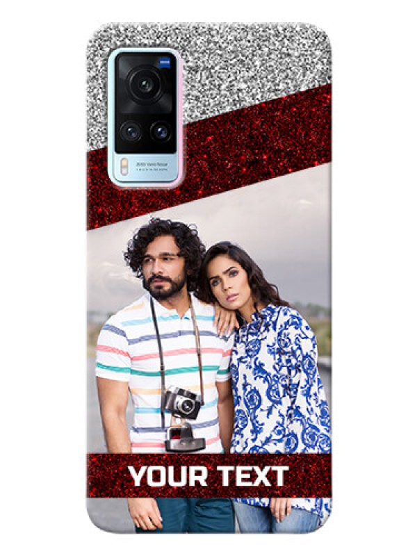 Custom Vivo X60 5G Mobile Cases: Image Holder with Glitter Strip Design