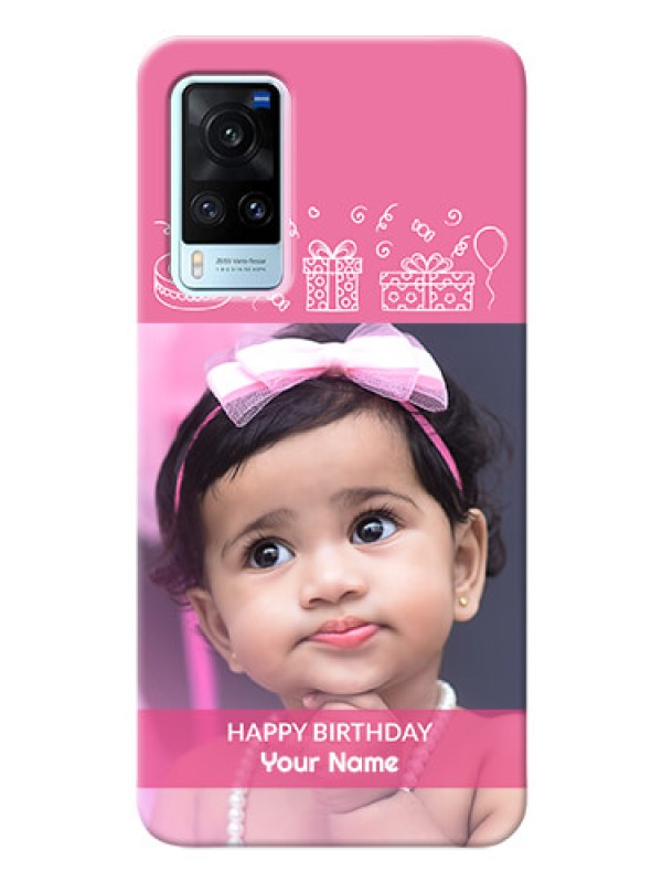 Custom Vivo X60 5G Custom Mobile Cover with Birthday Line Art Design