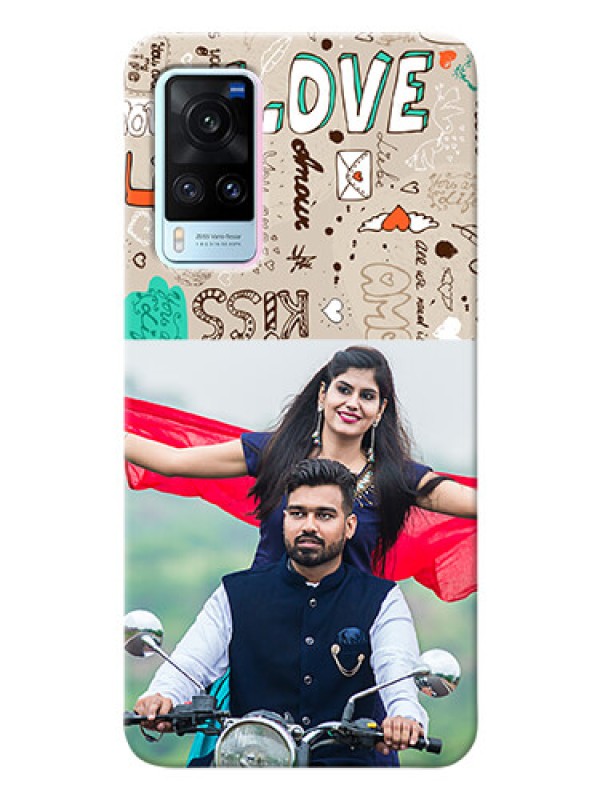 Custom Vivo X60 5G Personalised mobile covers: Love Doodle Pattern 