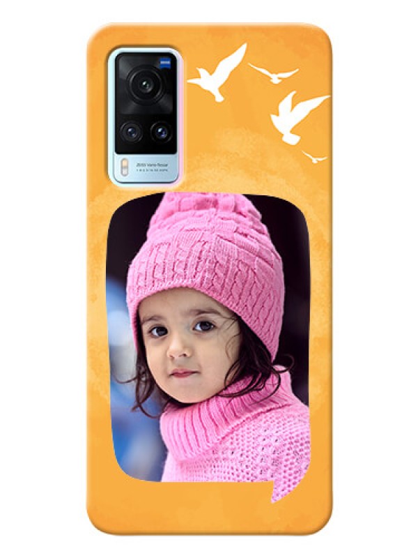 Custom Vivo X60 5G Phone Covers: Water Color Design with Bird Icons