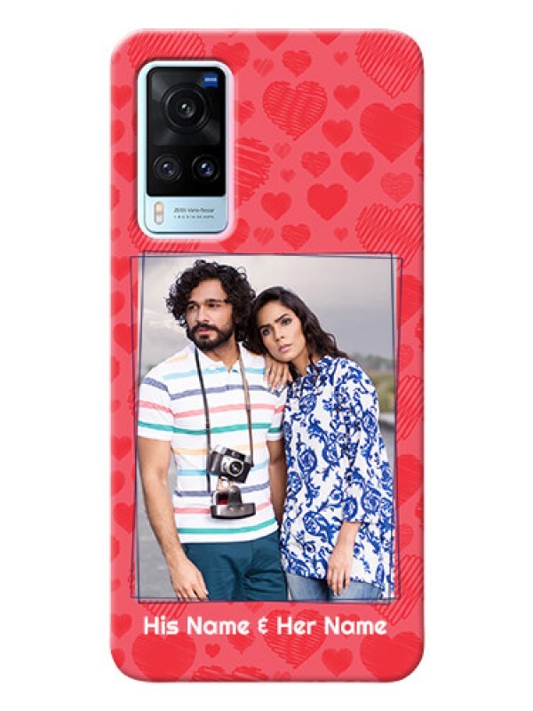Custom Vivo X60 5G Mobile Back Covers: with Red Heart Symbols Design