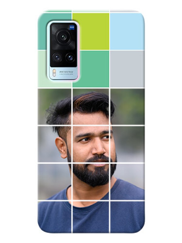 Custom Vivo X60 5G personalised phone covers with white box pattern 