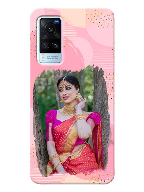 Custom Vivo X60 5G Phone Covers for Girls: Gold Glitter Splash Design