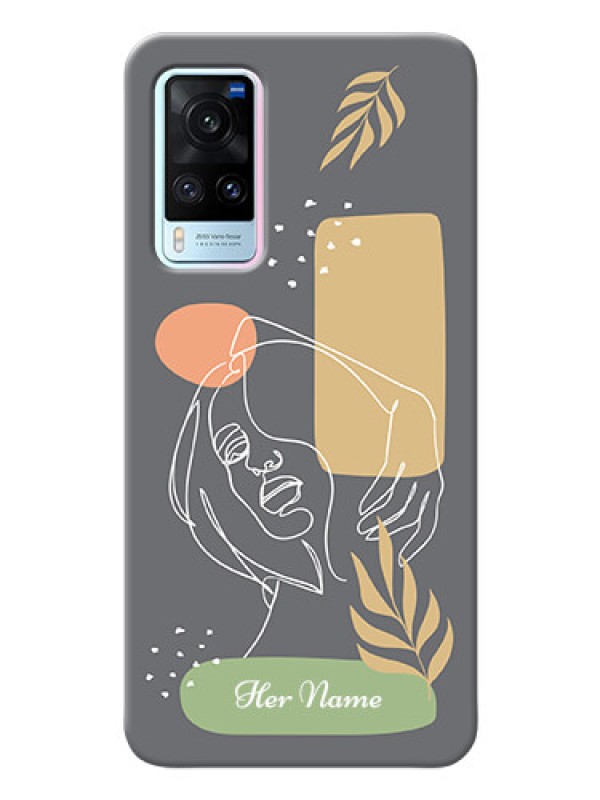 Custom Vivo X60 5G Phone Back Covers: Gazing Woman line art Design