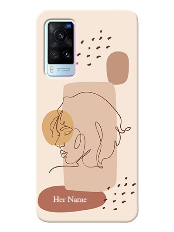 Custom Vivo X60 5G Custom Phone Covers: Calm Woman line art Design