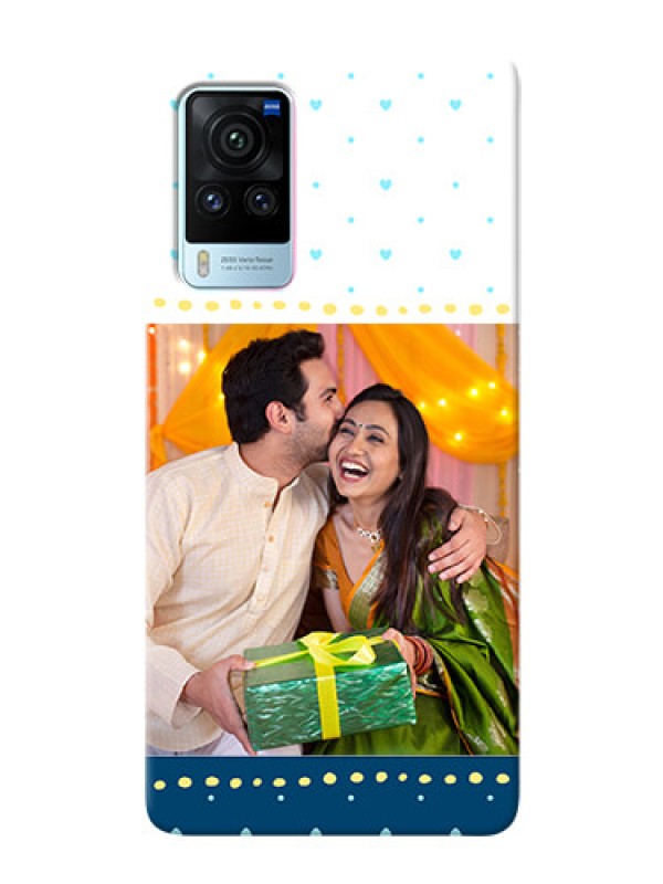 Custom Vivo X60 Pro 5G Phone Covers: White and Blue Abstract Design