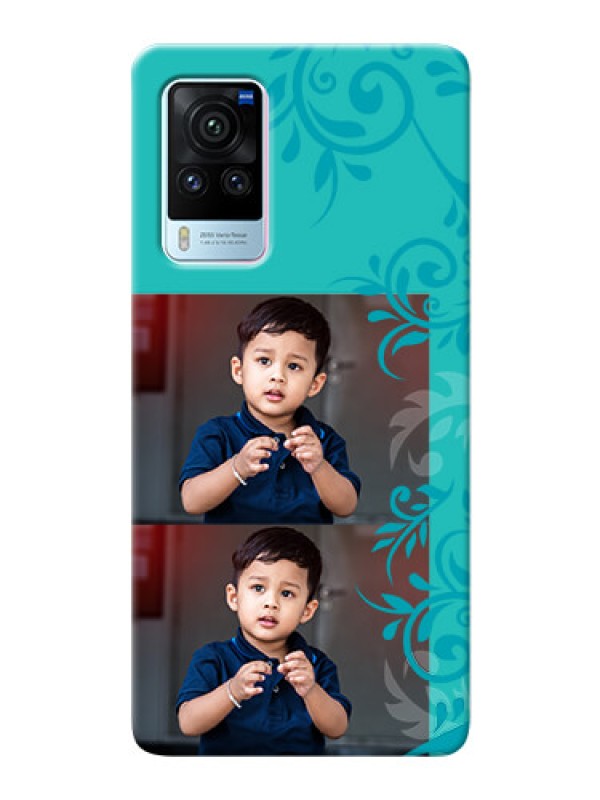Custom Vivo X60 Pro 5G Mobile Cases with Photo and Green Floral Design 
